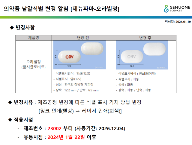 오라빌정 낱알식별 변경 알림_240119.png